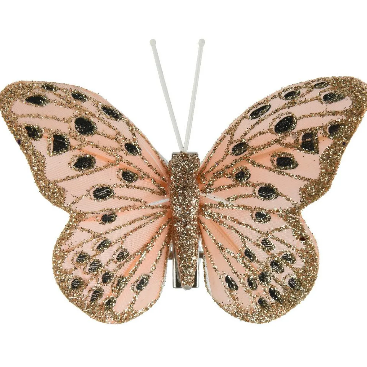 Lot de 4 Papillons sur pince (H6 cm) Papillon des neiges Rose poudré