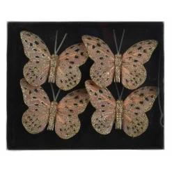 Lot de 4 Papillons sur pince (H6 cm) Papillon des neiges Rose poudré