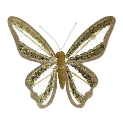 Lot de 2 Papillons sur pince (H14 cm) Rêverie Or
