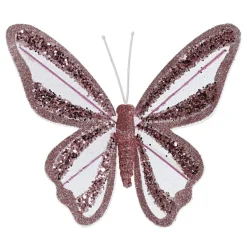 Lot de 2 Papillons sur pince (H14 cm) Rêverie Rose poudré