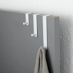 Lot de 3 patères de porte acier inoxydable (H7-13-19 cm) Blanc