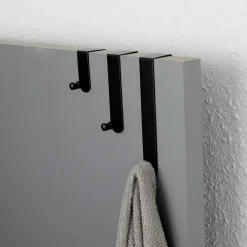 Lot de 3 patères de porte acier inoxydable (H7-13-19 cm) Noir