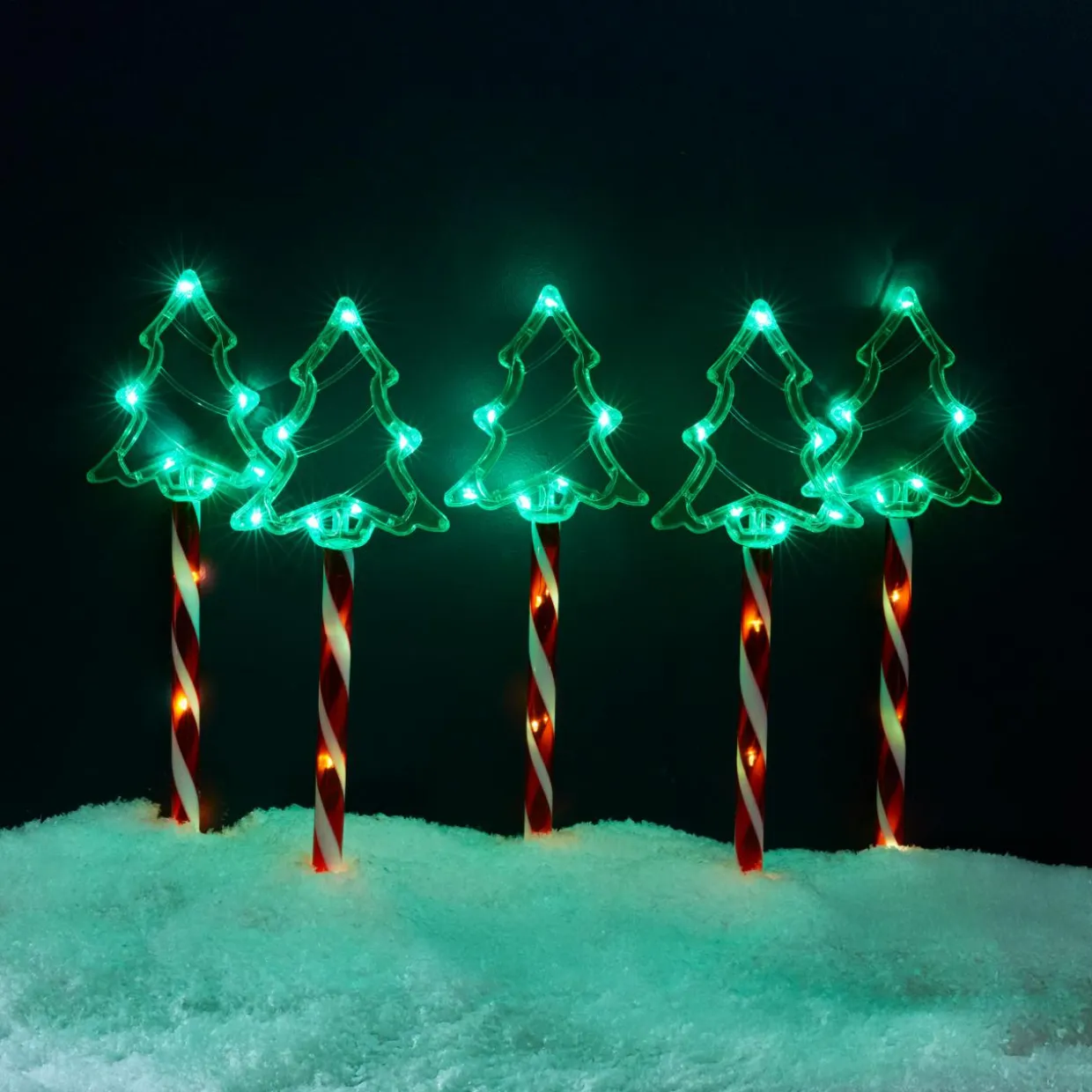 Lot de 5 piquets lumineux à piles 45 LED (H44 cm) Sapins Candy Multicolore