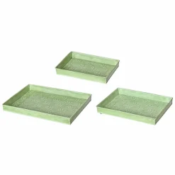 Lot de 3 plateaux décoratifs (34 x 24 cm) Fleurs d'Ésmée Vert pomme
