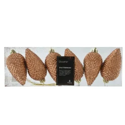 Lot de 6 pommes de pin à suspendre (H8 cm) Alpine Cognac