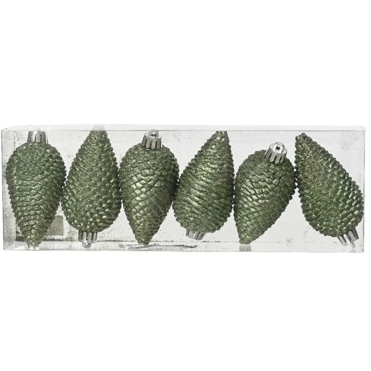 Lot de 6 pommes de pin à suspendre (H8 cm) Alpine Vert romarin