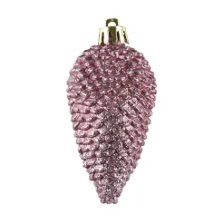 Lot de 6 pommes de pin à suspendre (H8 cm) Alpine Vieux rose