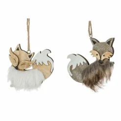 Lot de 2 Renards de Noël à suspendre (H10 cm) Chipeur Naturel
