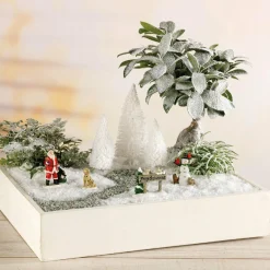Lot de 9 sapins Blanc pour aménager un village