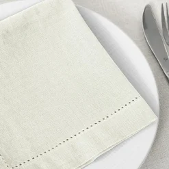 Lot de 4 serviettes coton (40 x 40 cm) Chambray Ecru