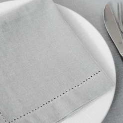 Lot de 4 serviettes coton (40 x 40 cm) Chambray Gris clair