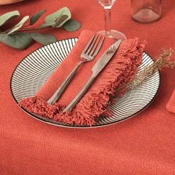 Lot de 2 serviettes coton (40 x 40 cm) Maha Terracotta
