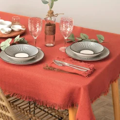Lot de 2 serviettes coton (40 x 40 cm) Maha Terracotta