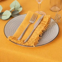 Lot de 2 serviettes coton (40 x 40 cm) Maha Jaune ocre