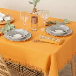 Lot de 2 serviettes coton (40 x 40 cm) Maha Jaune ocre