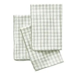 Lot de 3 serviettes gaze de coton (40 x 40 cm) Gaïa vichy Vert eucalyptus