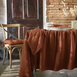 Lot de 3 serviettes gaze de coton (40 x 40 cm) Gaïa Terracotta