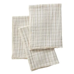Lot de 3 serviettes gaze de coton (40 x 40 cm) Gaïa vichy Beige