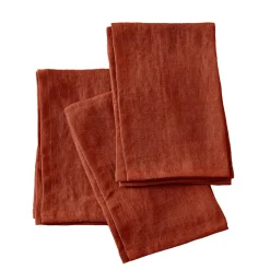 Lot de 3 serviettes lin lavé (40 x 40 cm) Louise Terracotta