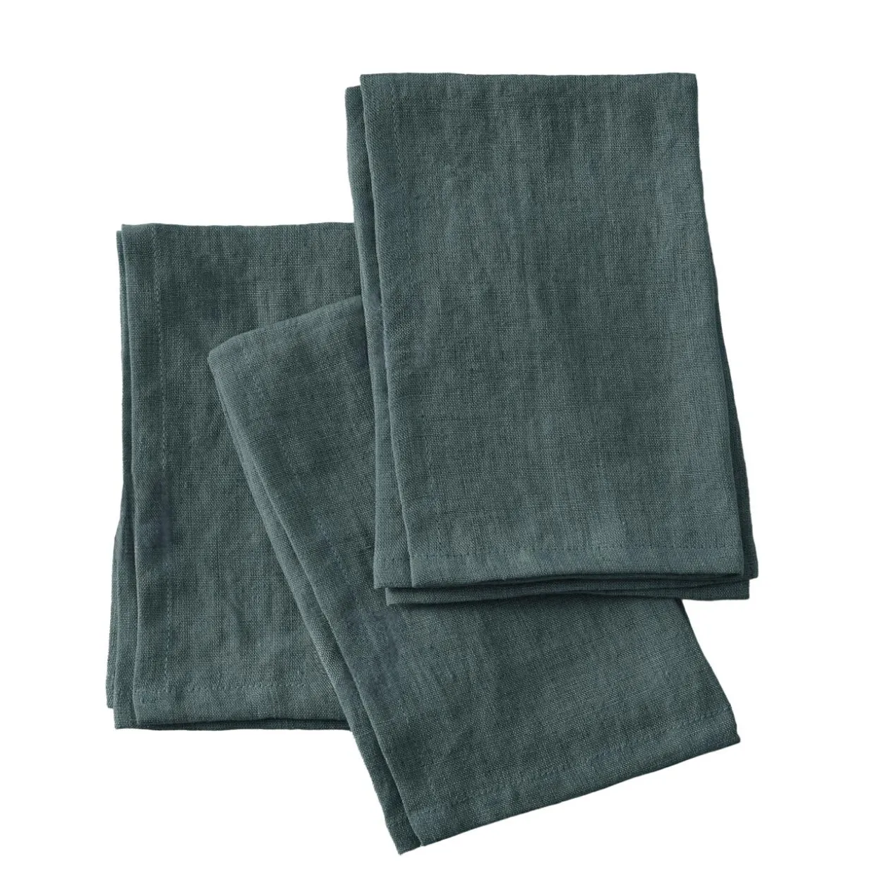 Lot de 3 serviettes lin lavé (40 x 40 cm) Louise Gris ardoise
