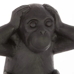 Lot de 3 singes déco (H24 cm) Sagesse Noir
