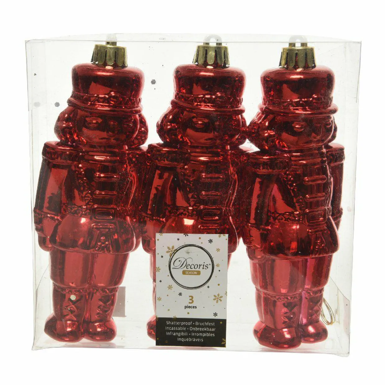 Lot de 3 soldats Casse-noisette à suspendre (H14 cm) Gédéon Rouge