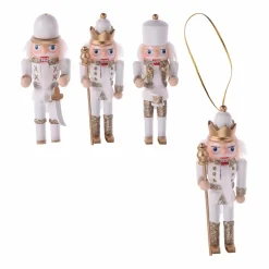 Lot de 3 soldats Casse-noisette à suspendre (H12 cm) Cory Blanc