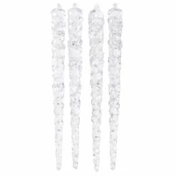 Lot de 4 stalactites de Noël à suspendre (H15 cm) Brillent dans le noir