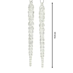 Lot de 2 stalactites à suspendre (H14 cm) Glace Transparent argenté