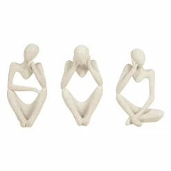 Lot de 3 statues contemporaines (H22 cm) Dolo Blanc