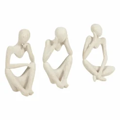 Lot de 3 statues contemporaines (H22 cm) Dolo Blanc