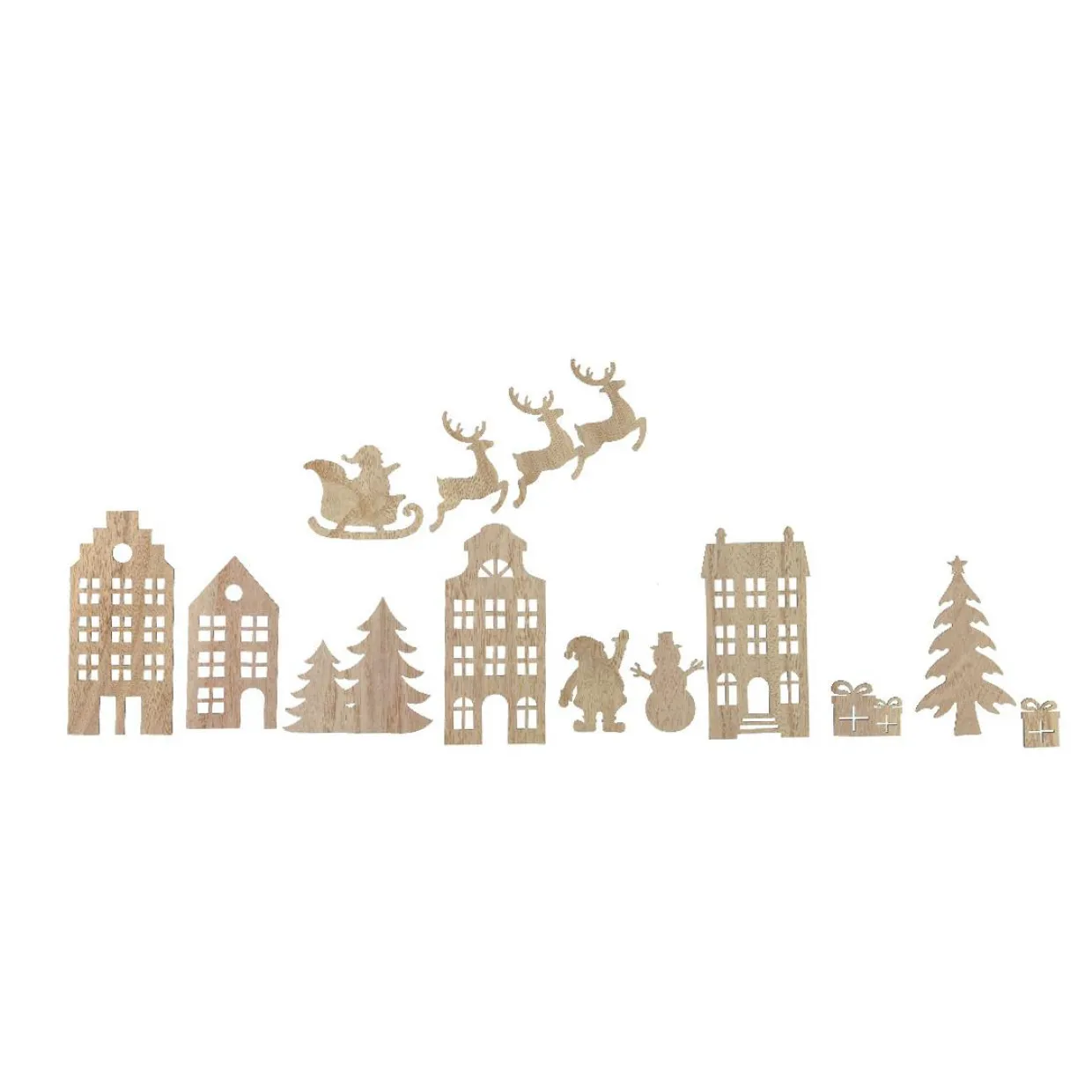 Lot de 13 stickers de Noël pour fenêtre en bois Réveillon de Noël