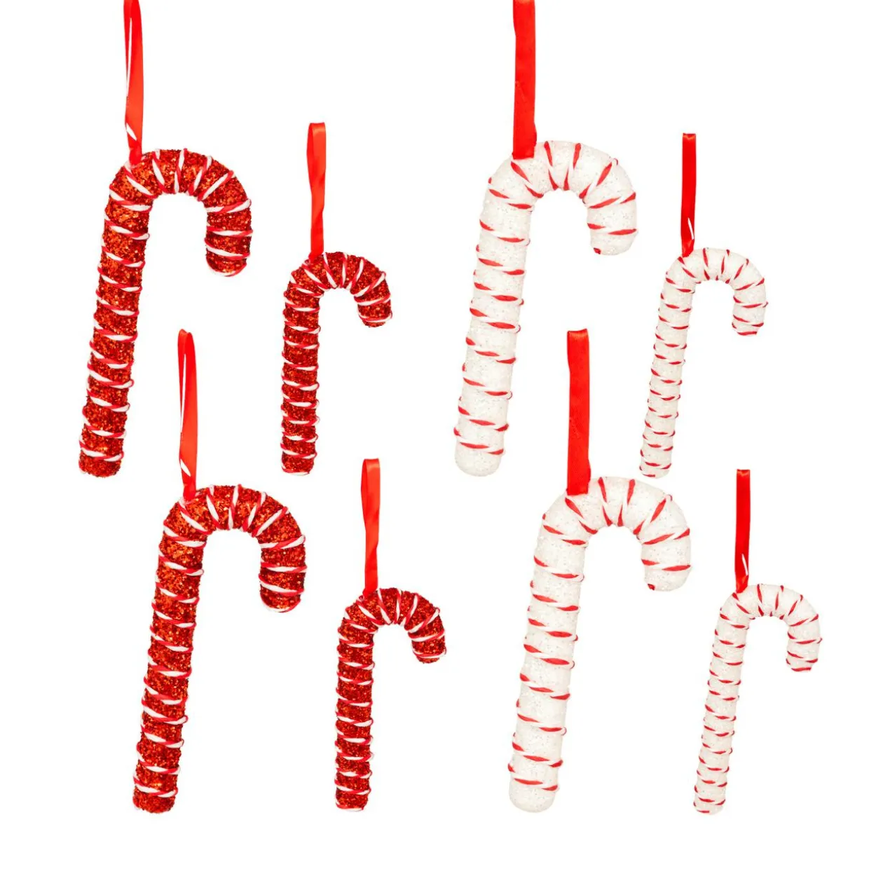 Lot de 10 sucres d'orge (H21 cm) Sucreries festives Rouge et Blanc