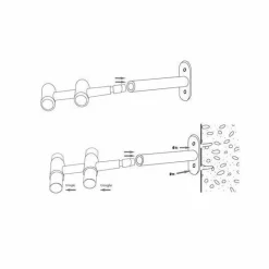 Lot de 2 supports tringles doubles extensibles (L150 - 195 / D20) Jim Noir patiné