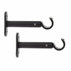 Lot de 2 supports tringles fixes (L90 / D20 mm) Jim gouttière Noir mat