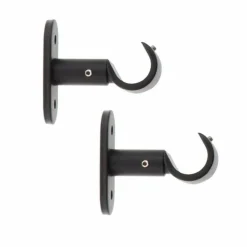 Lot de 2 supports tringles fixes (L50 / D20 mm) Jim gouttière Noir mat