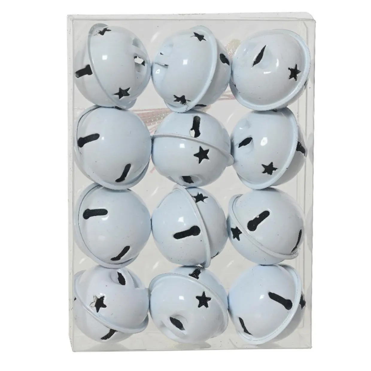 Lot de 12 suspensions de Noël en métal (D3 cm) Clochettes d'hiver Blanc