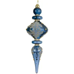 Lot de 2 suspensions de Noël en verre (H24 cm) Reflet de Minuit Bleu