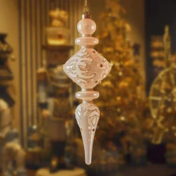 Lot de 2 suspensions de Noël en verre (H24 cm) Reflet de Minuit Rose