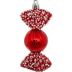 Lot de 4 suspensions de Noël (H10 cm) Bonbons délice Rouge