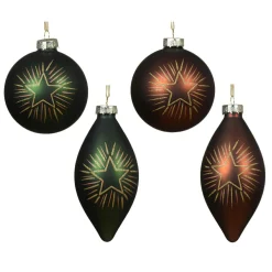 Lot de 12 suspensions en verre (D80 mm) Gouttes et Boules Vert et expresso