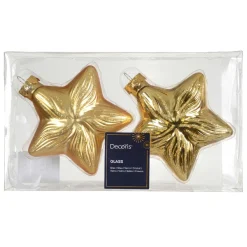 Lot de 2 suspensions en verre (H10 cm) Étoiles Céleste Or
