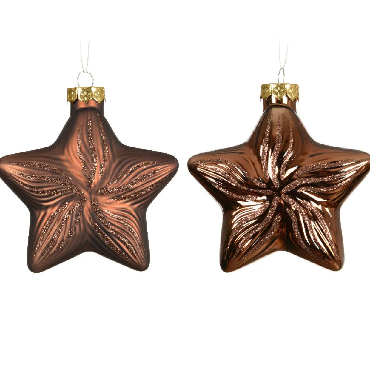 Lot de 2 suspensions en verre (H10 cm) Étoiles Céleste Brun café
