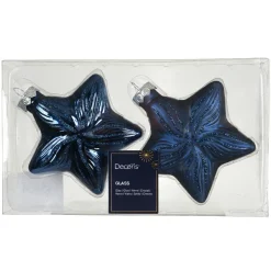 Lot de 2 suspensions en verre (H10 cm) Étoiles Céleste Bleu