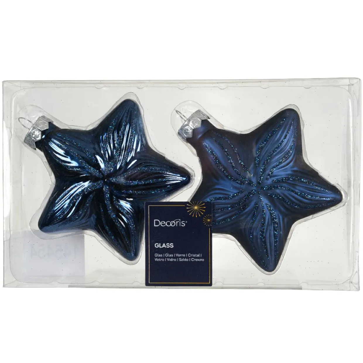 Lot de 2 suspensions en verre (H10 cm) Étoiles Céleste Bleu