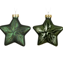 Lot de 2 suspensions en verre (H10 cm) Étoiles Céleste Vert Pin