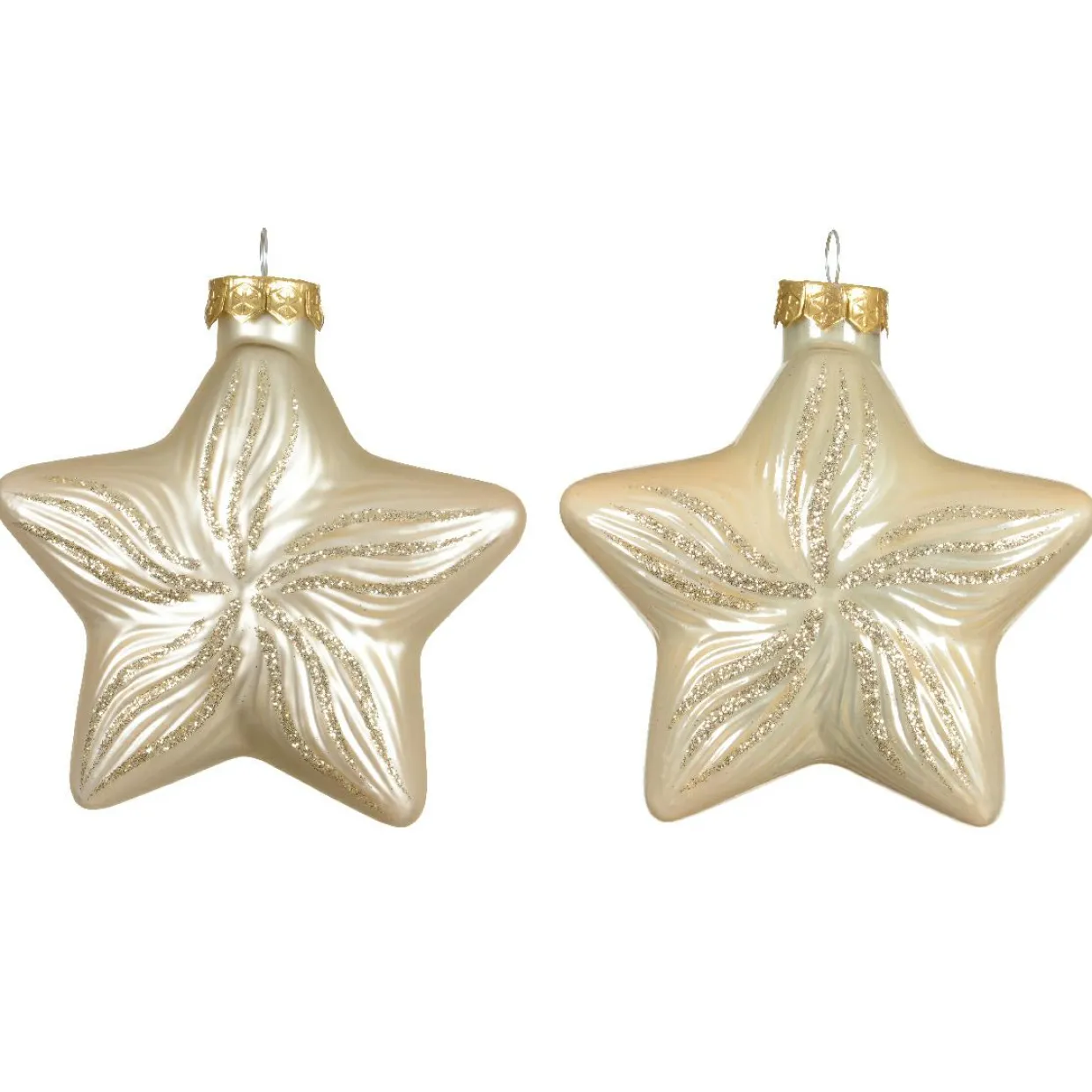 Lot de 2 suspensions en verre (H10 cm) Étoiles Céleste Perle
