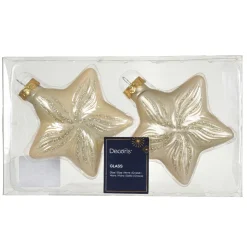 Lot de 2 suspensions en verre (H10 cm) Étoiles Céleste Perle
