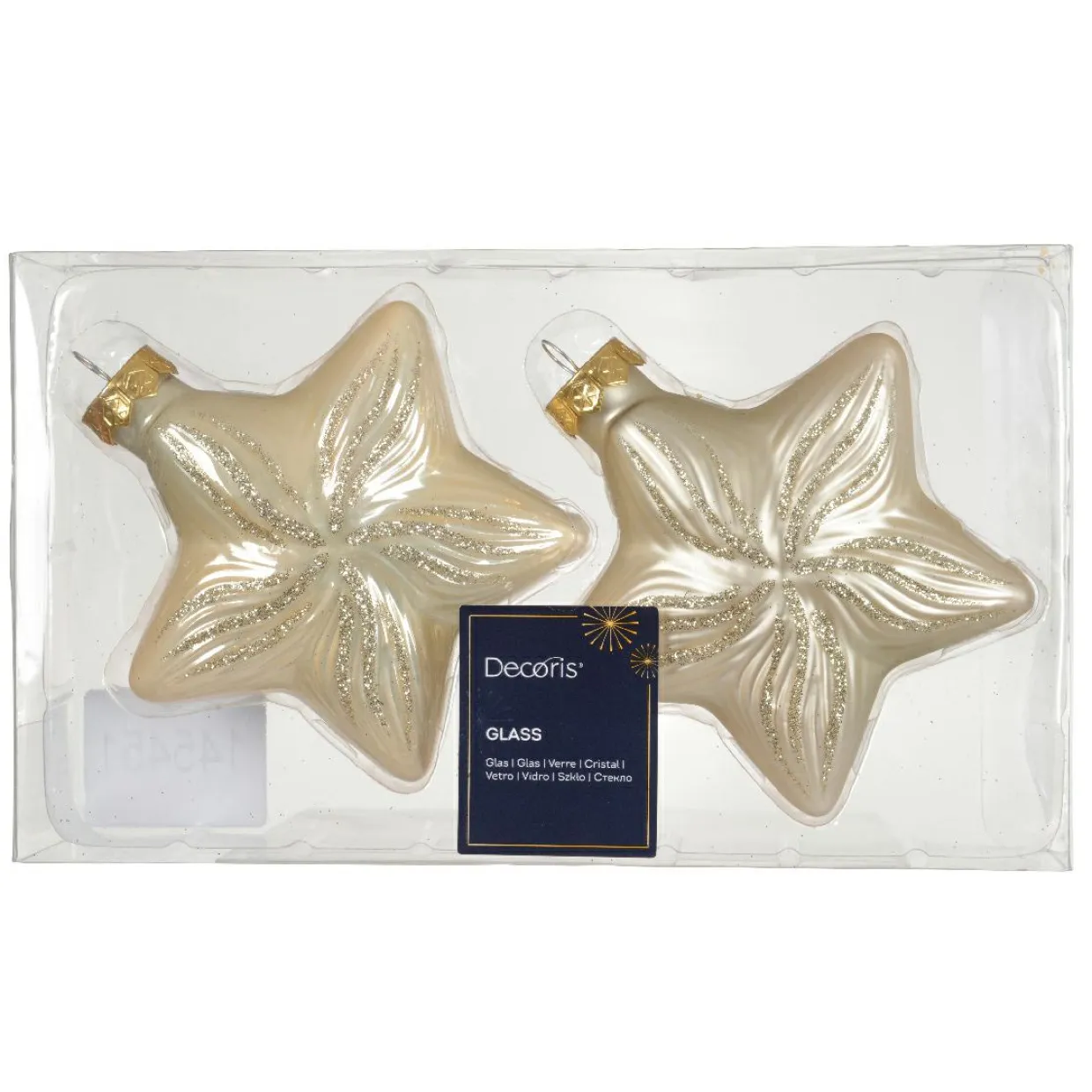 Lot de 2 suspensions en verre (H10 cm) Étoiles Céleste Perle