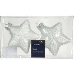 Lot de 2 suspensions en verre (H10 cm) Étoiles Céleste Blanc